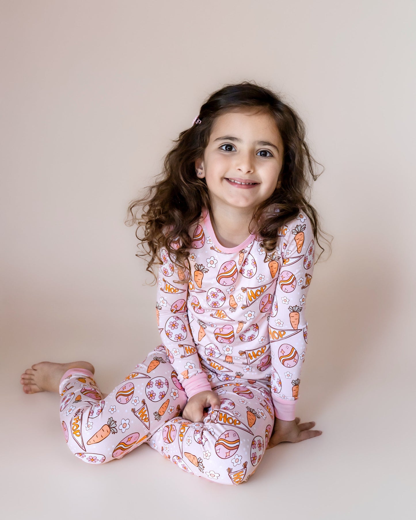 easter hop bamboo pajamas // LONG-SLEEVE TWO-PIECE SET (sizing up to 8/9)