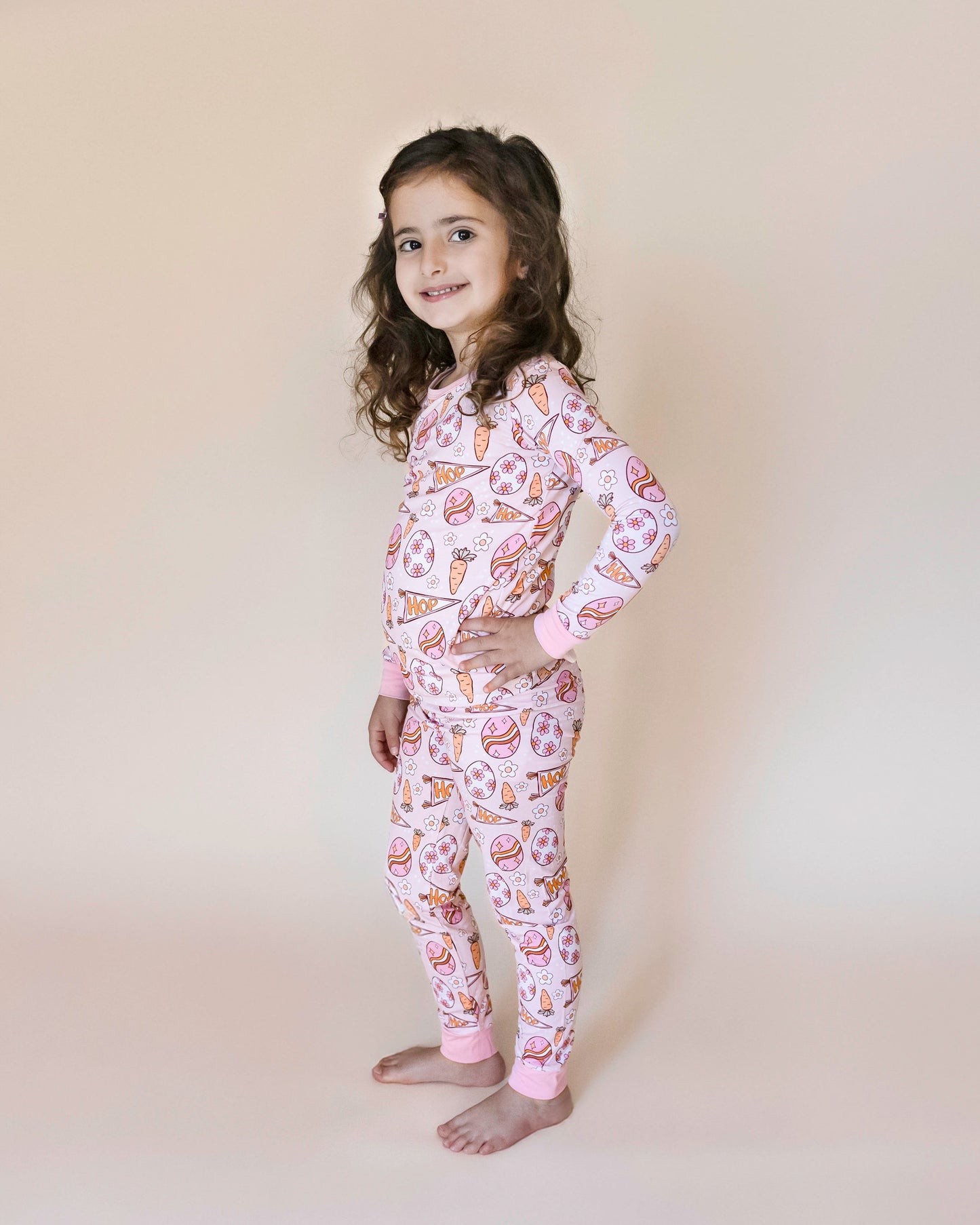 easter hop bamboo pajamas // LONG-SLEEVE TWO-PIECE SET (sizing up to 8/9)