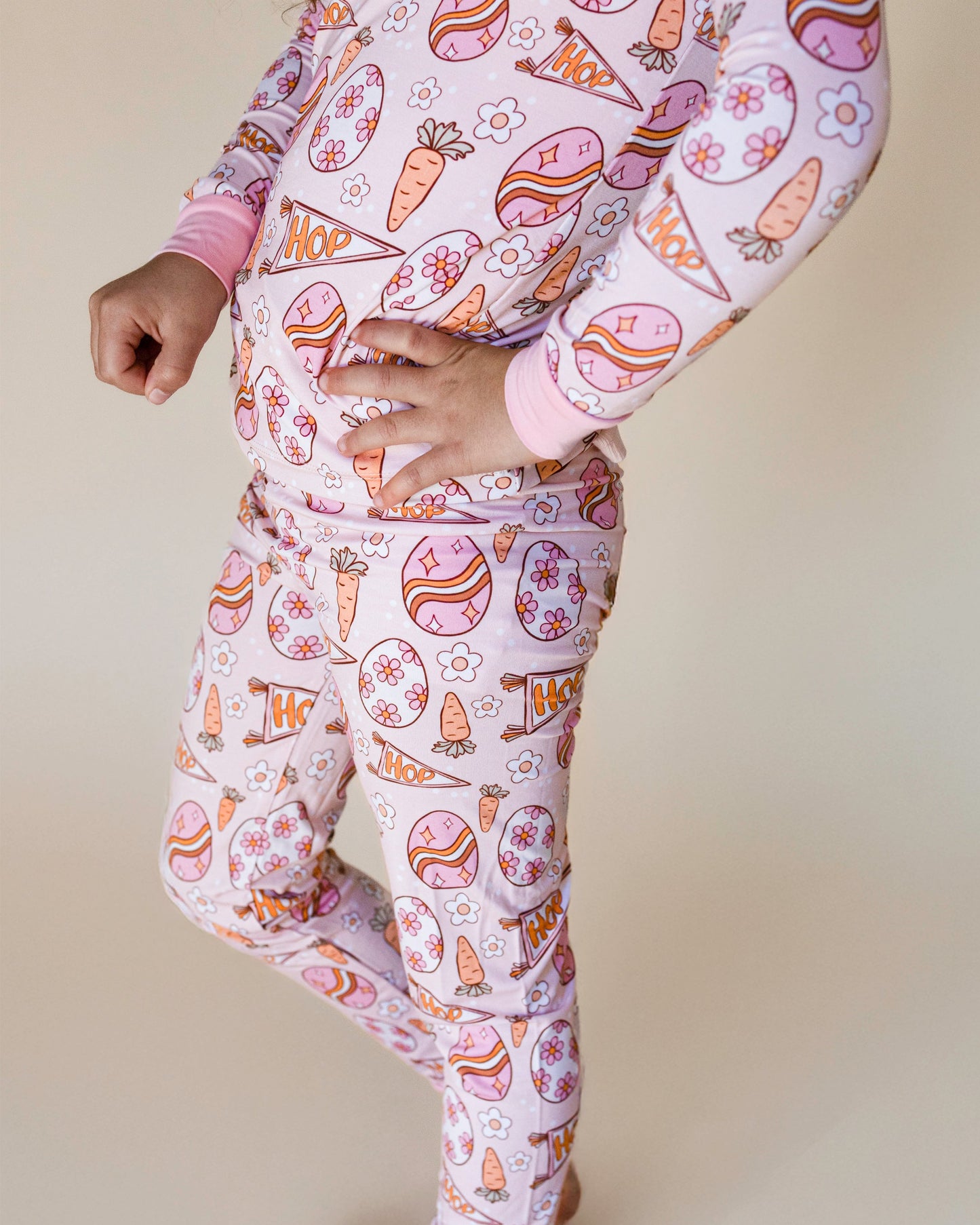 easter hop bamboo pajamas // LONG-SLEEVE TWO-PIECE SET (sizing up to 8/9)