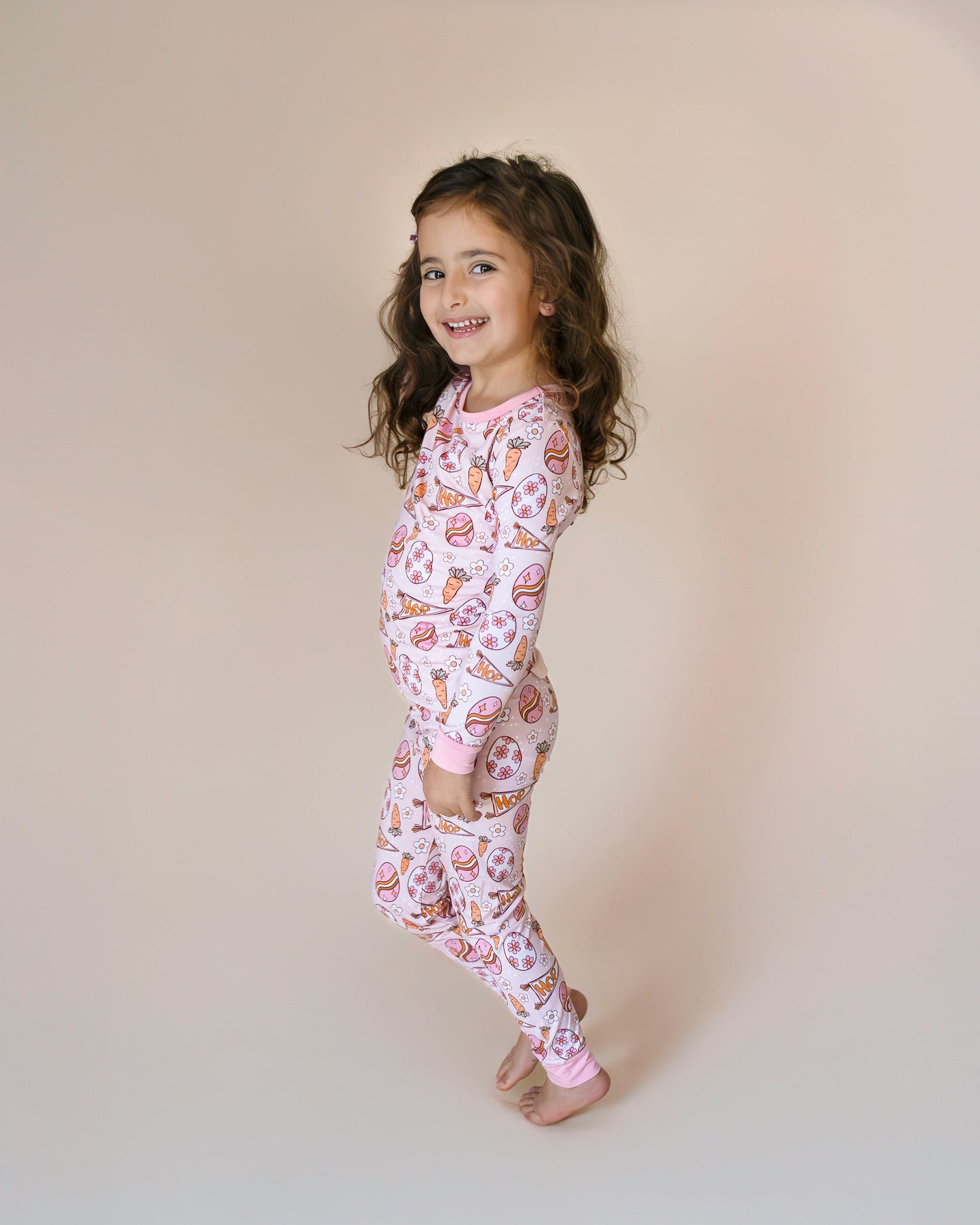 easter hop bamboo pajamas // LONG-SLEEVE TWO-PIECE SET (sizing up to 8/9)