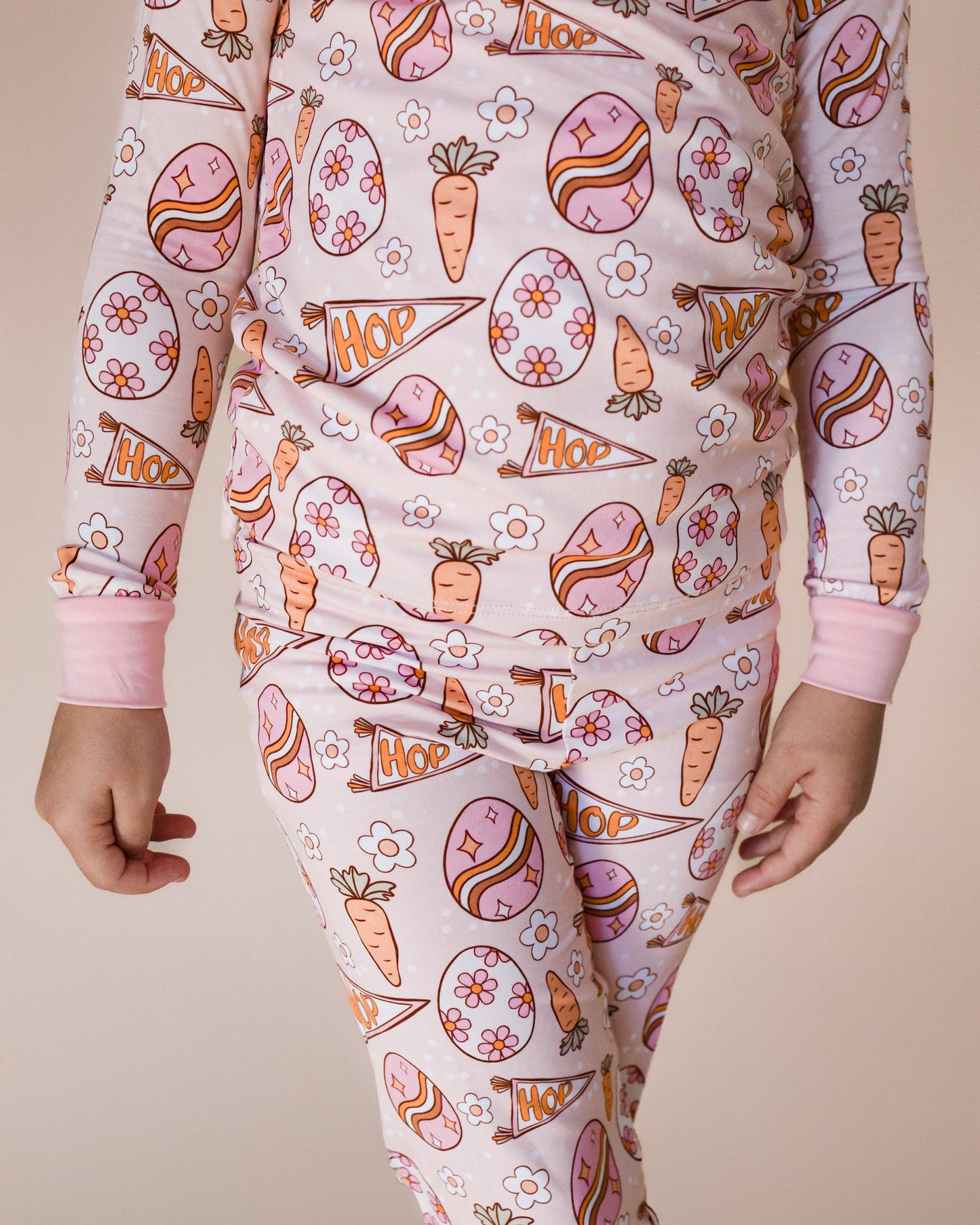 easter hop bamboo pajamas // LONG-SLEEVE TWO-PIECE SET (sizing up to 8/9)