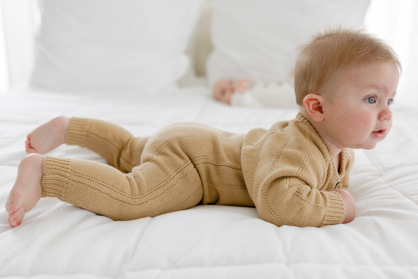 camden knit romper // beige