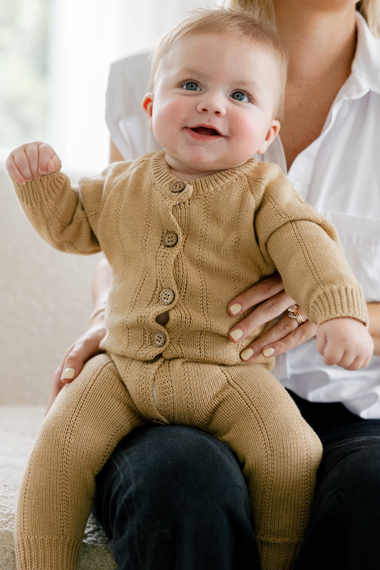 camden knit romper // beige