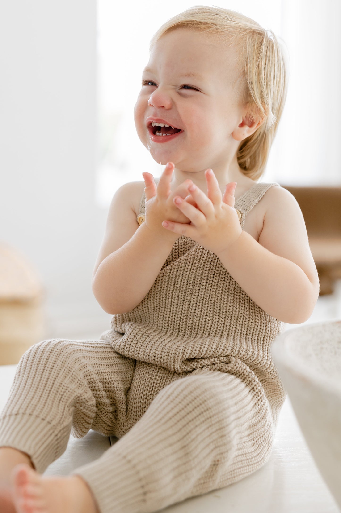 knit overalls // cream