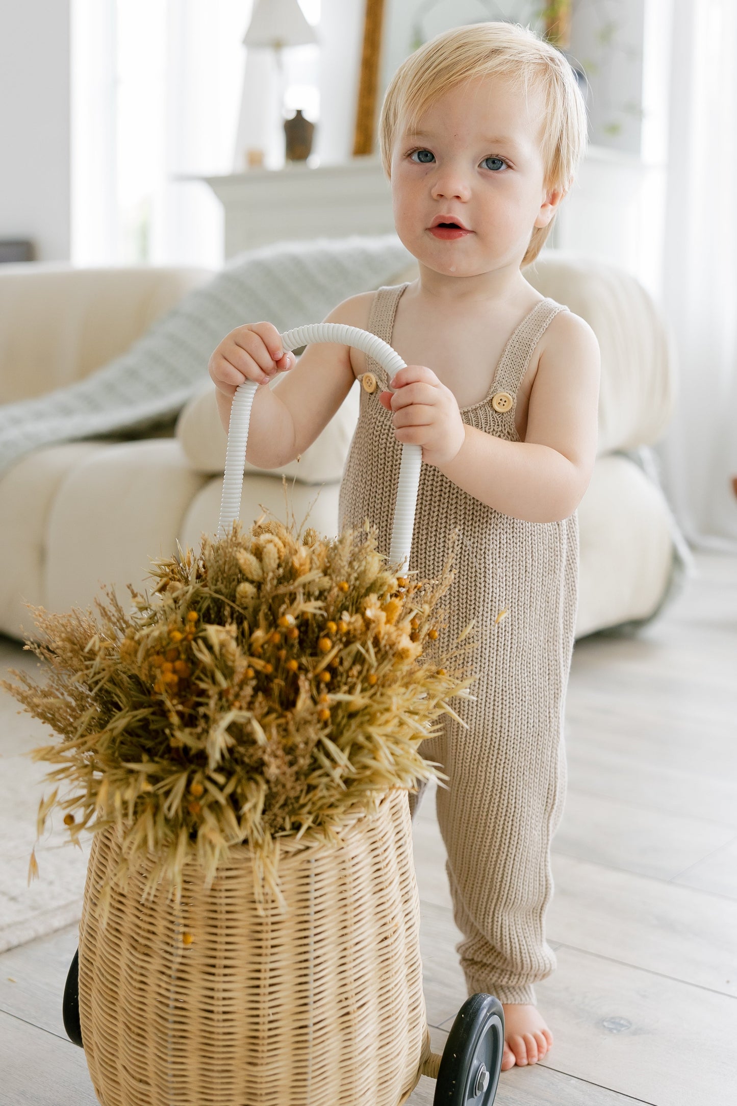 knit overalls // cream