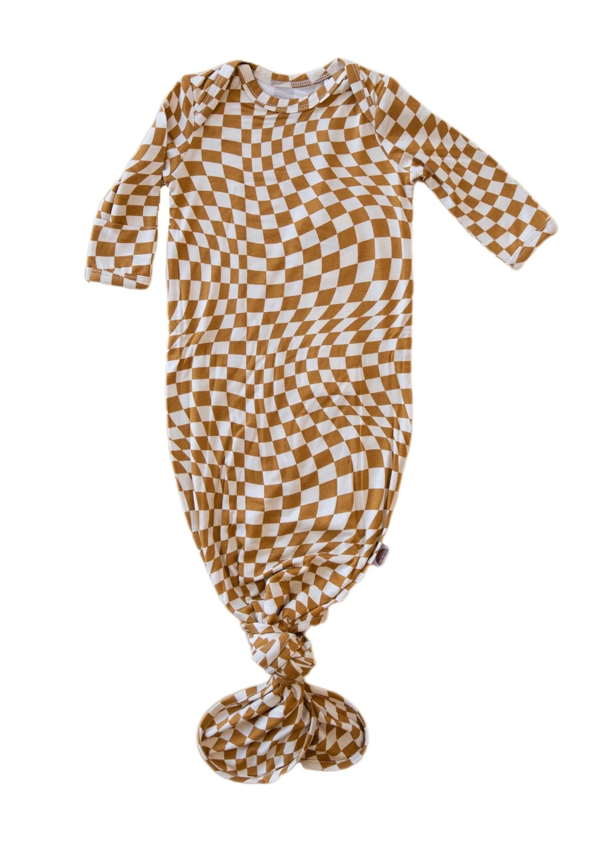 knotted bamboo baby gown // wavy checkered