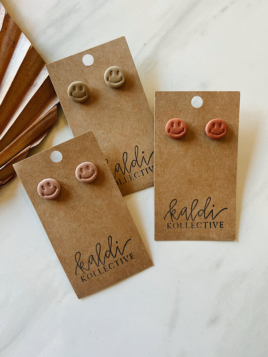 AUDREY // smiley face handmade polymer clay earring studs